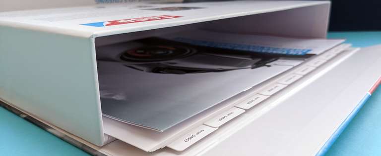 Bezugskartonage Offen von Tesa - Stehsammler Schuber