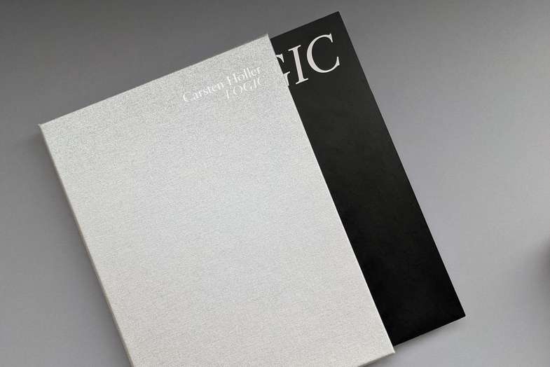 Buchschuber, Silber auf grauem Hintergrund - Stehsammler Schuber